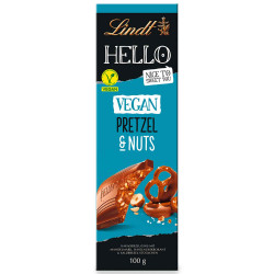 chocolat lindt hello vegan pretzel and nuts 100g