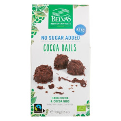 boules cacao noir et eclats de cacao sans sucres belvas 100g